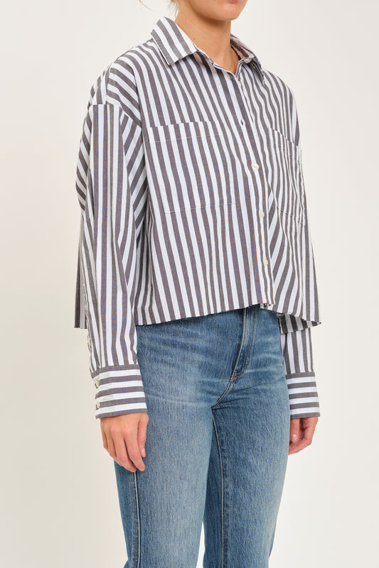 Academy Button Down in Oxford Grey Stripe