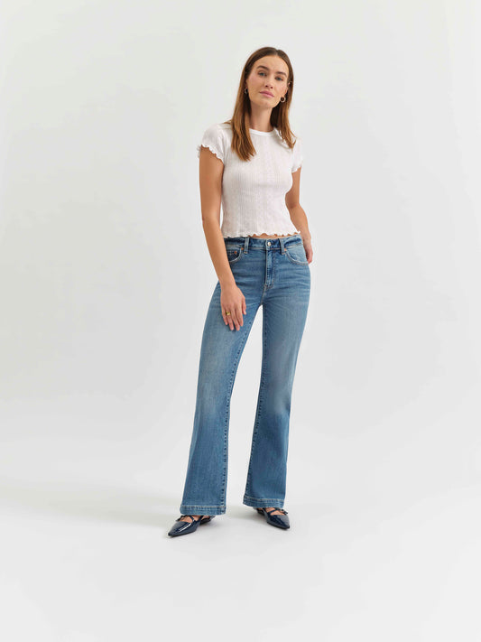 The Heart Breaker Mid Rise Flare in Text Me