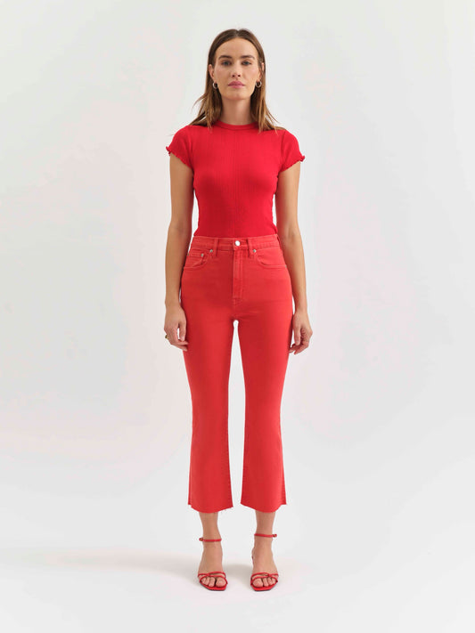 Shy Girl Crop Flare in Cherry