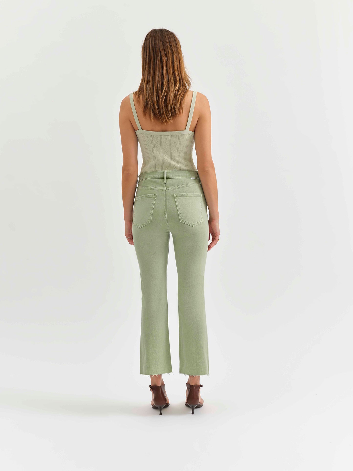 Shy Girl Crop Flare in Pistachio