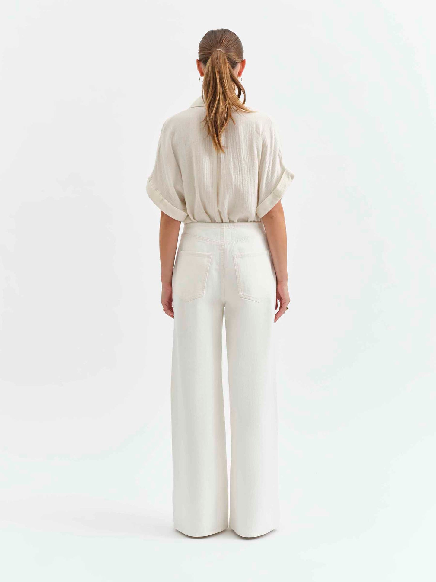 Madison Mid Rise Wide Leg in Milkshake