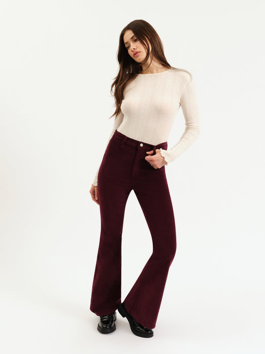 Sunset Flare High Rise Leg in Fig Cord