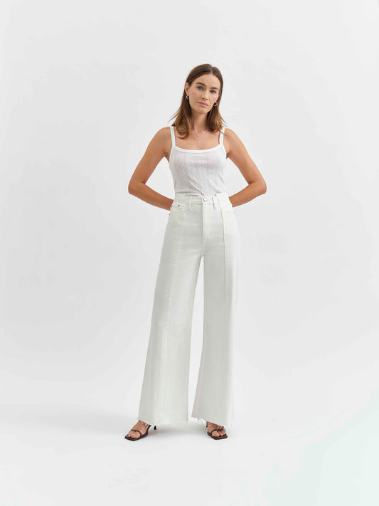 Rocky High Rise Palazzo in Swan Vintage