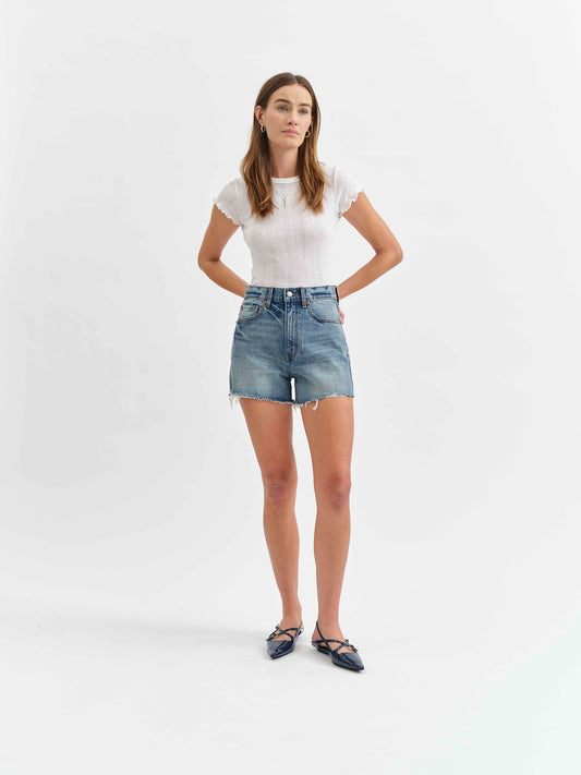 The Knockout High Rise Short in Thrill Vintage