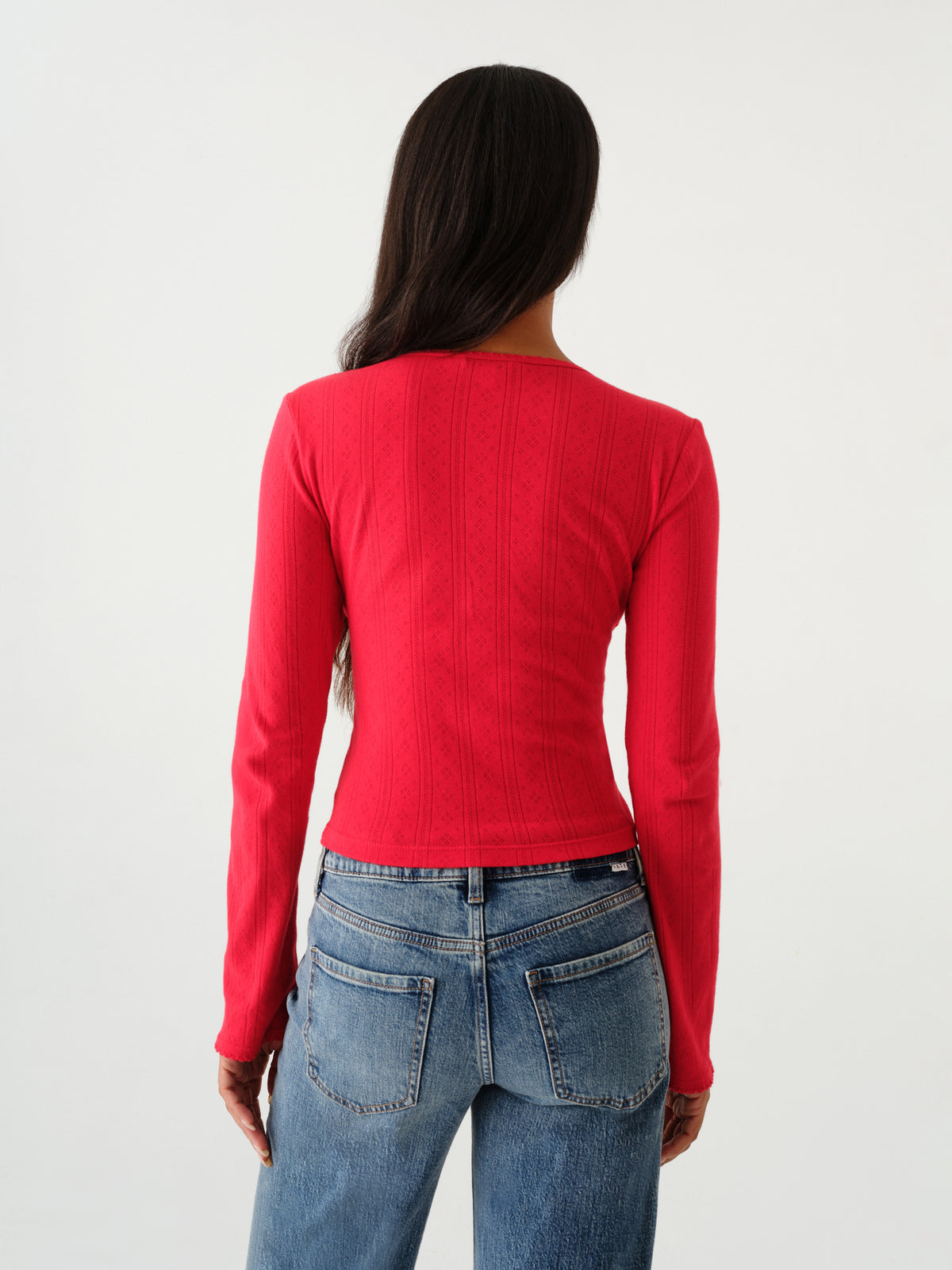 Stargazer Pointelle Cardigan - Cherry Bomb