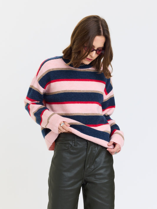 Carlyle Everyday Crewneck in Coral Stripe