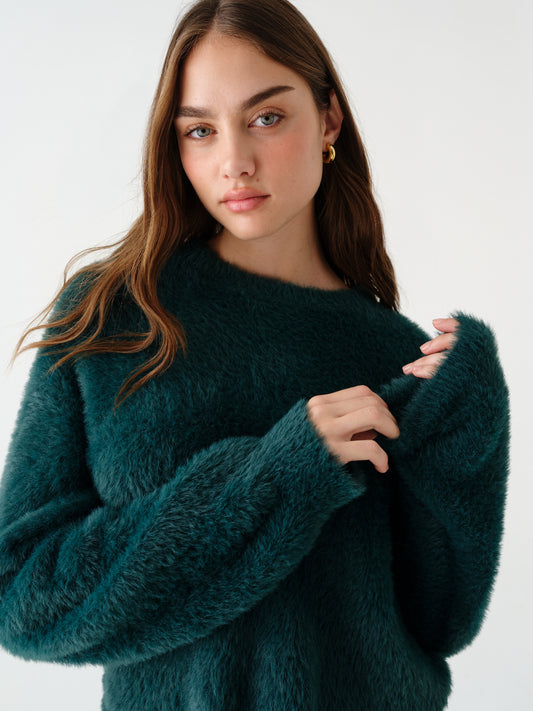 Ace Eyelash Sweater in Pine