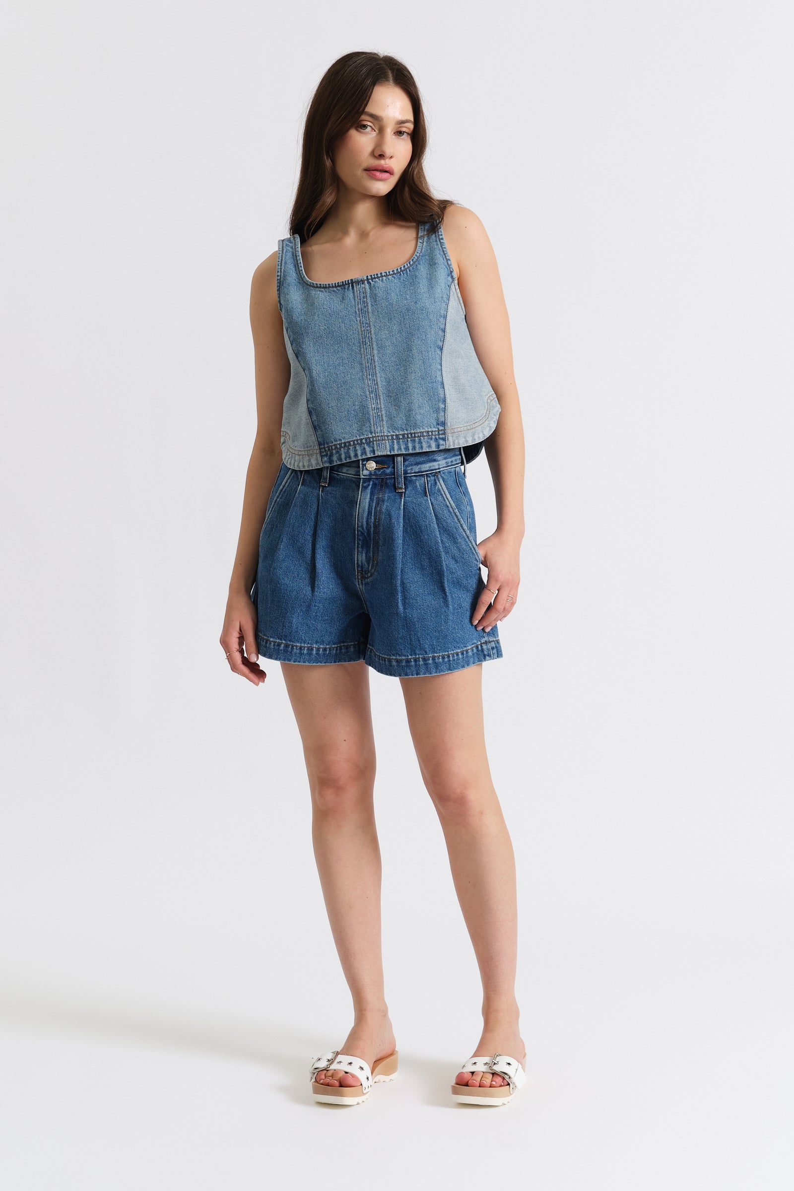 Coronado Pleated Short in Montage – Daze Denim