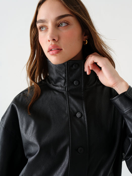 Phantom Funnel Neck Jacket in Black