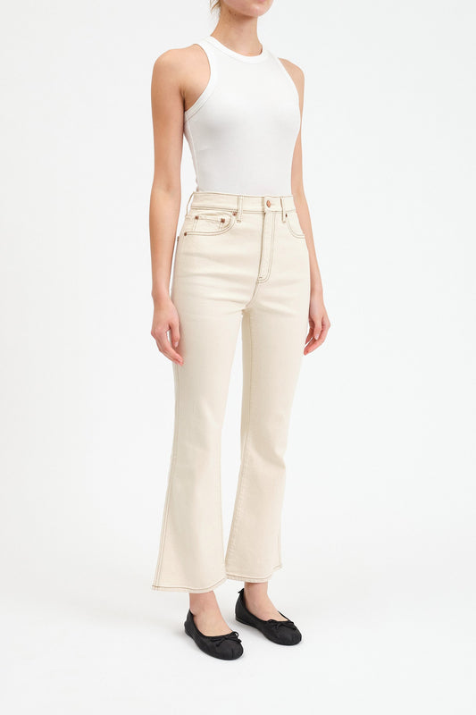 Soho High Rise Ankle Flare in Oat Milk