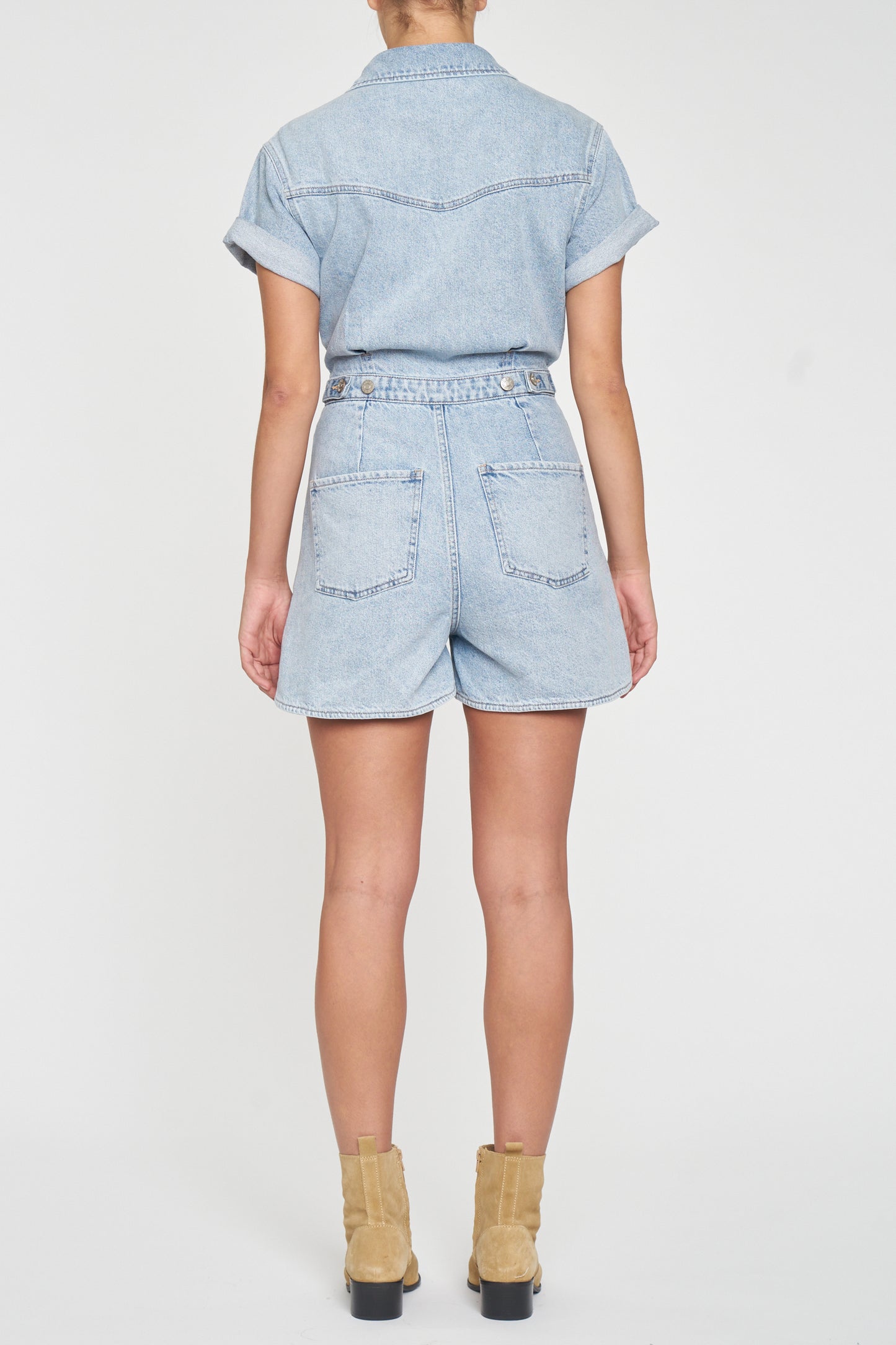 Topanga Romper Short Sleeve in Dolphin