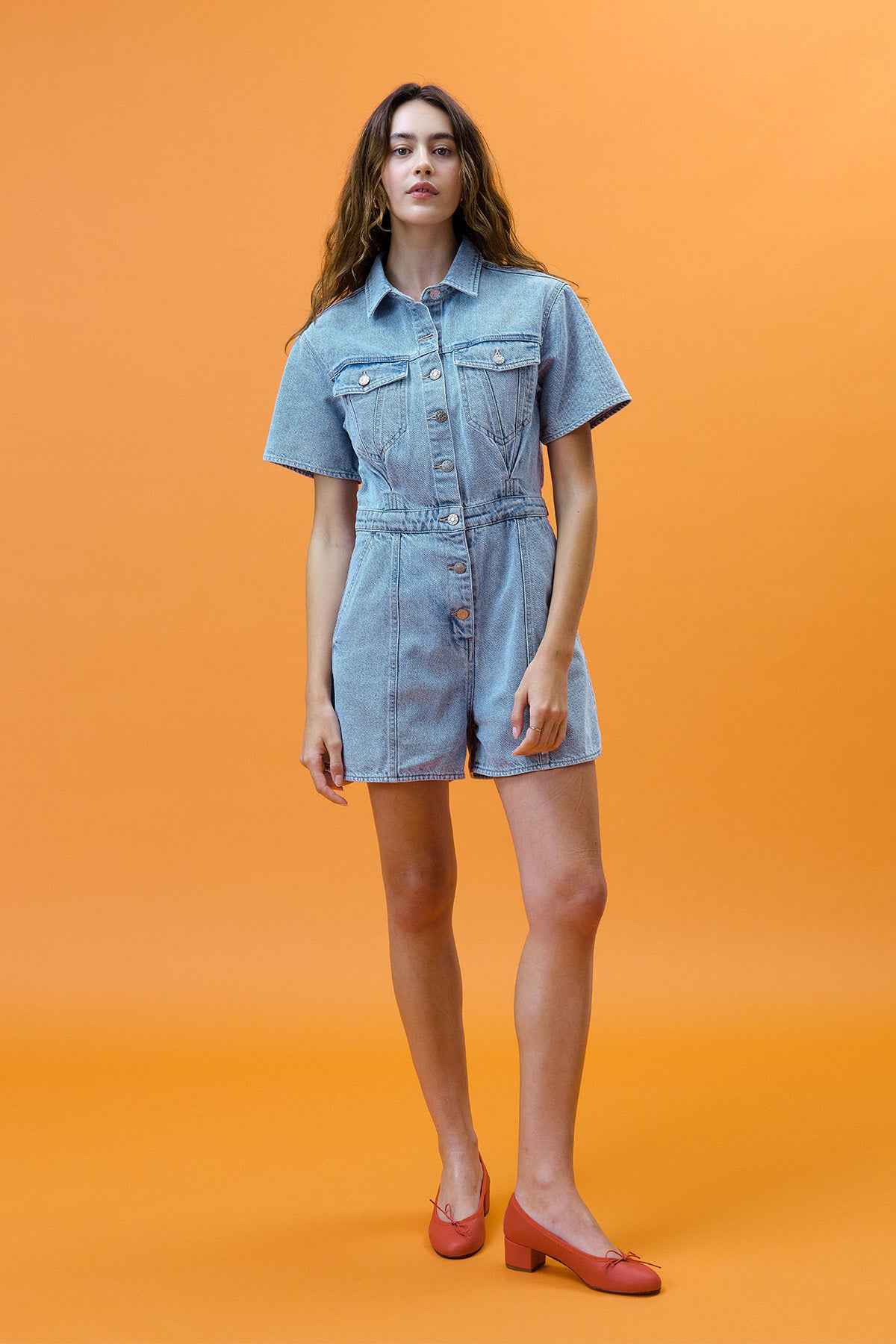 Topanga Romper Short Sleeve in Dolphin