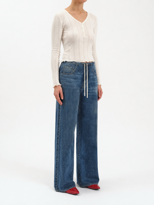 Madison Mid Rise Wide Leg in Vintage Blue