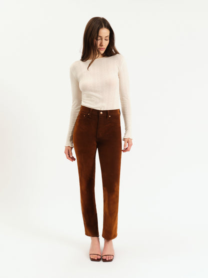 Smarty Pants High Rise Slim Straight in Cognac