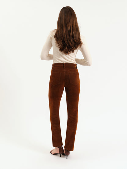 Smarty Pants High Rise Slim Straight in Cognac