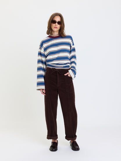 Villa Drawstring Barrel Leg Pant in Chocolate