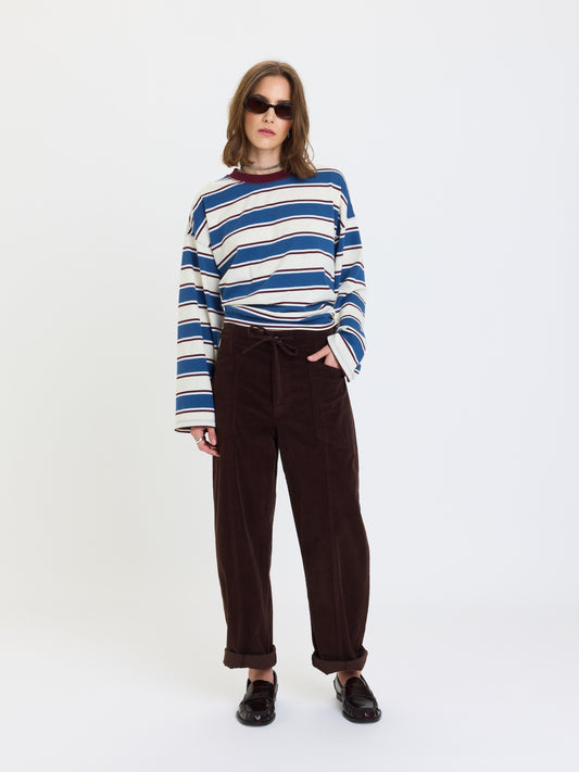 Villa Drawstring Barrel Leg Pant in Chocolate