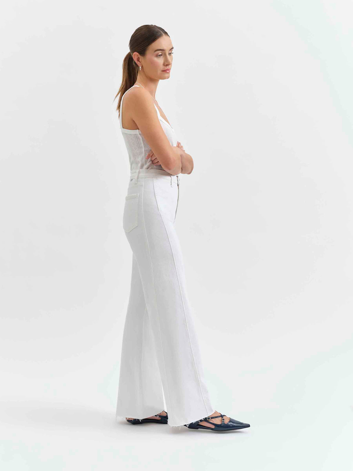 Far Out High Rise Wide Leg With Seaming in Lamb