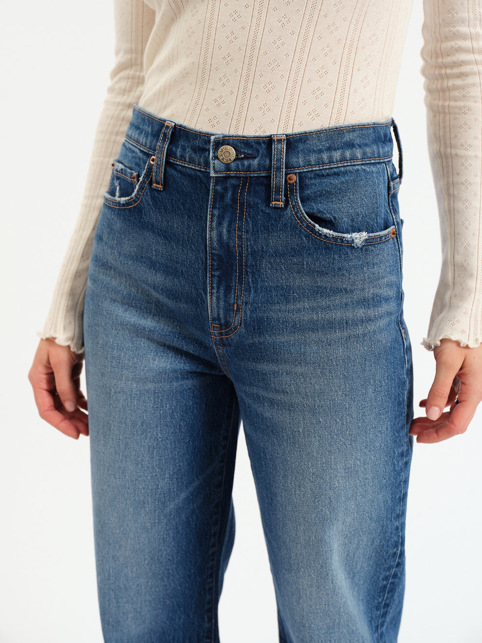 City High Rise Straight Leg in Bright Blue Daze Denim