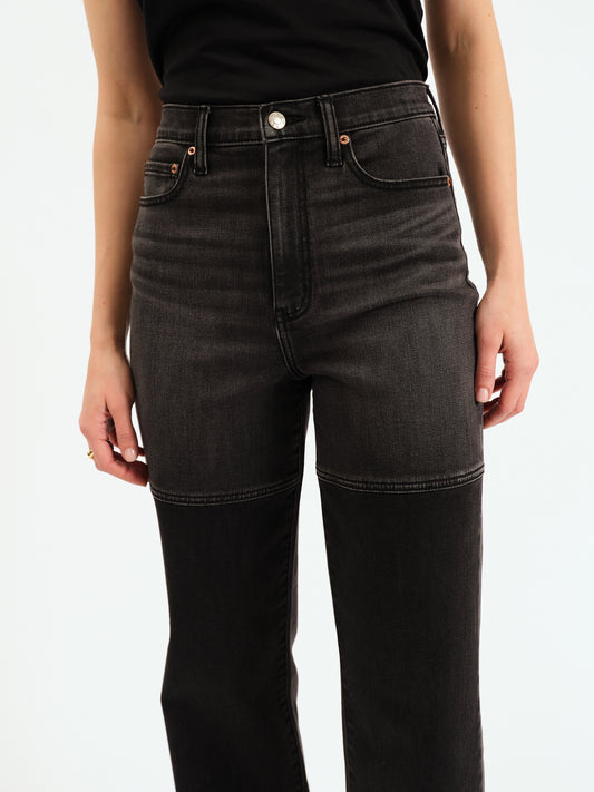 City High Rise Straight Leg in Black Double Dip