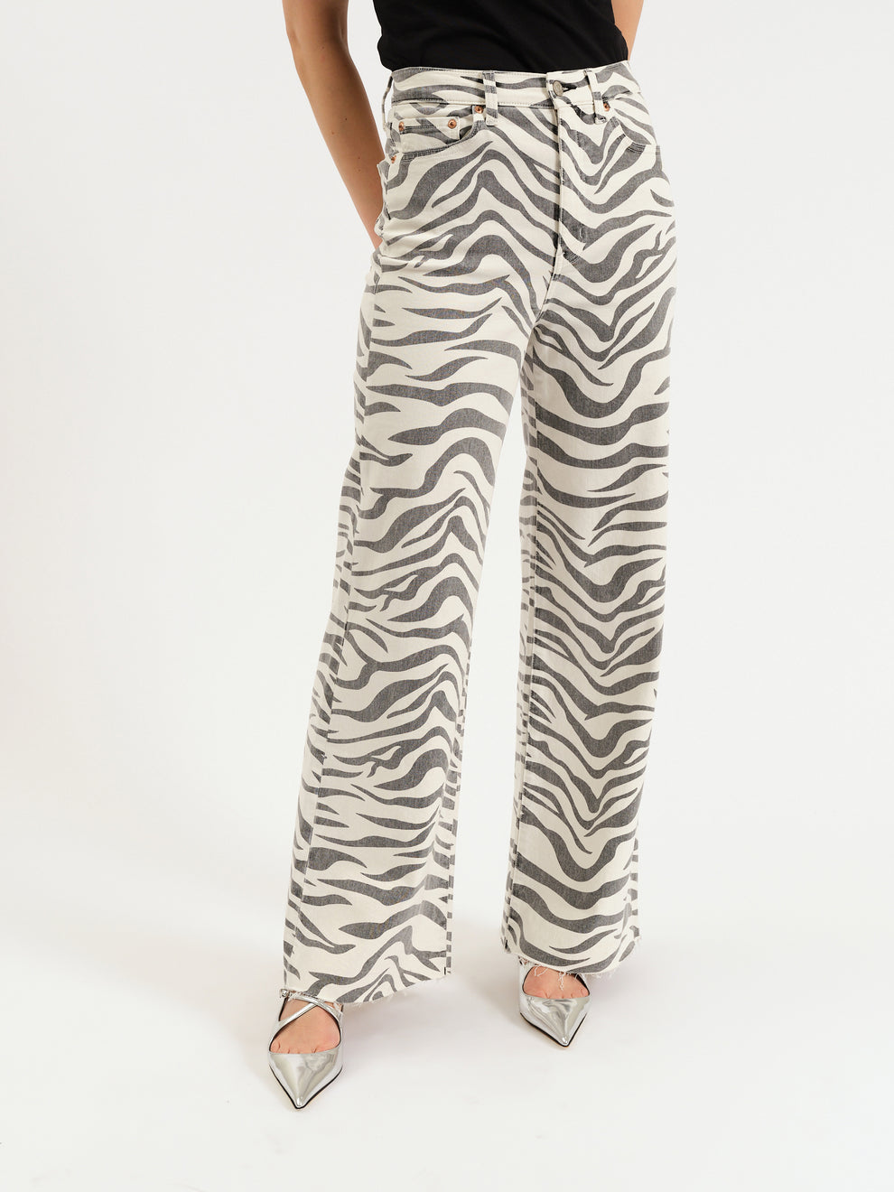 Far Out High Rise Wide in Zebra Daze Denim