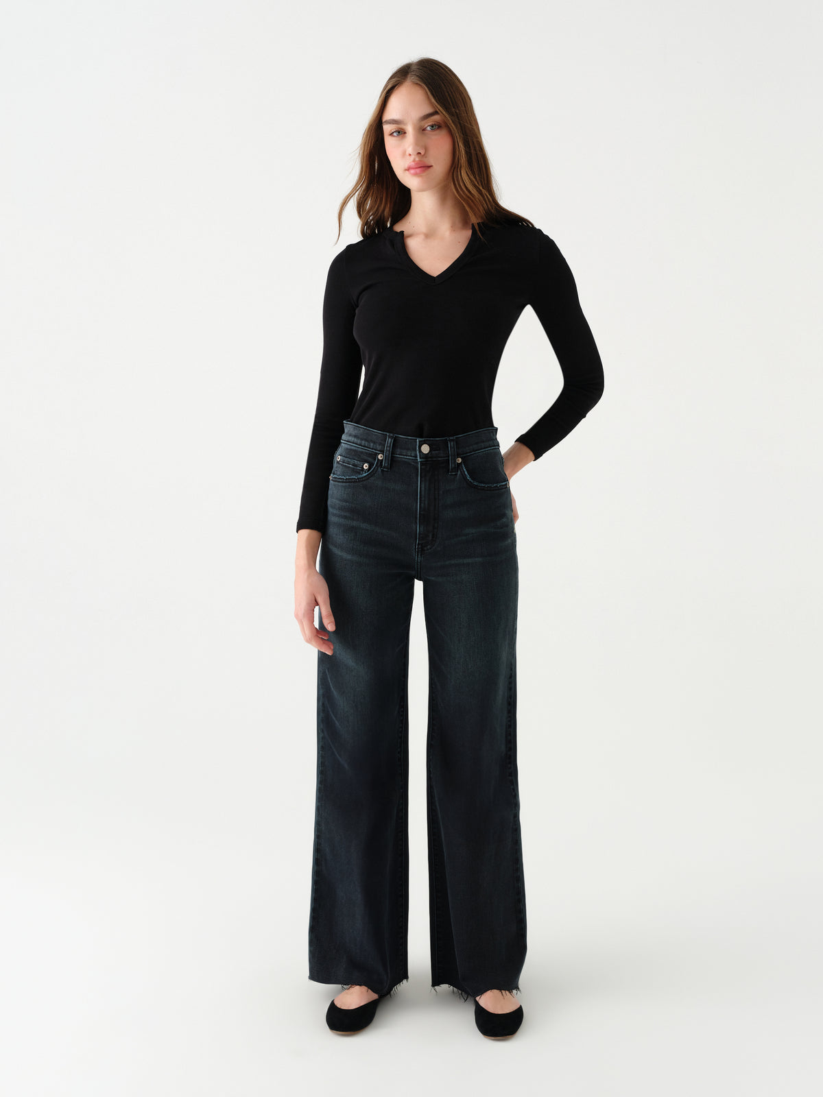 Far Out High Rise Wide Leg in Midnight