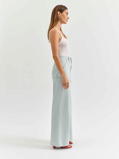 Far Out Utility High Rise Wide Leg in Blue Bell Stripe