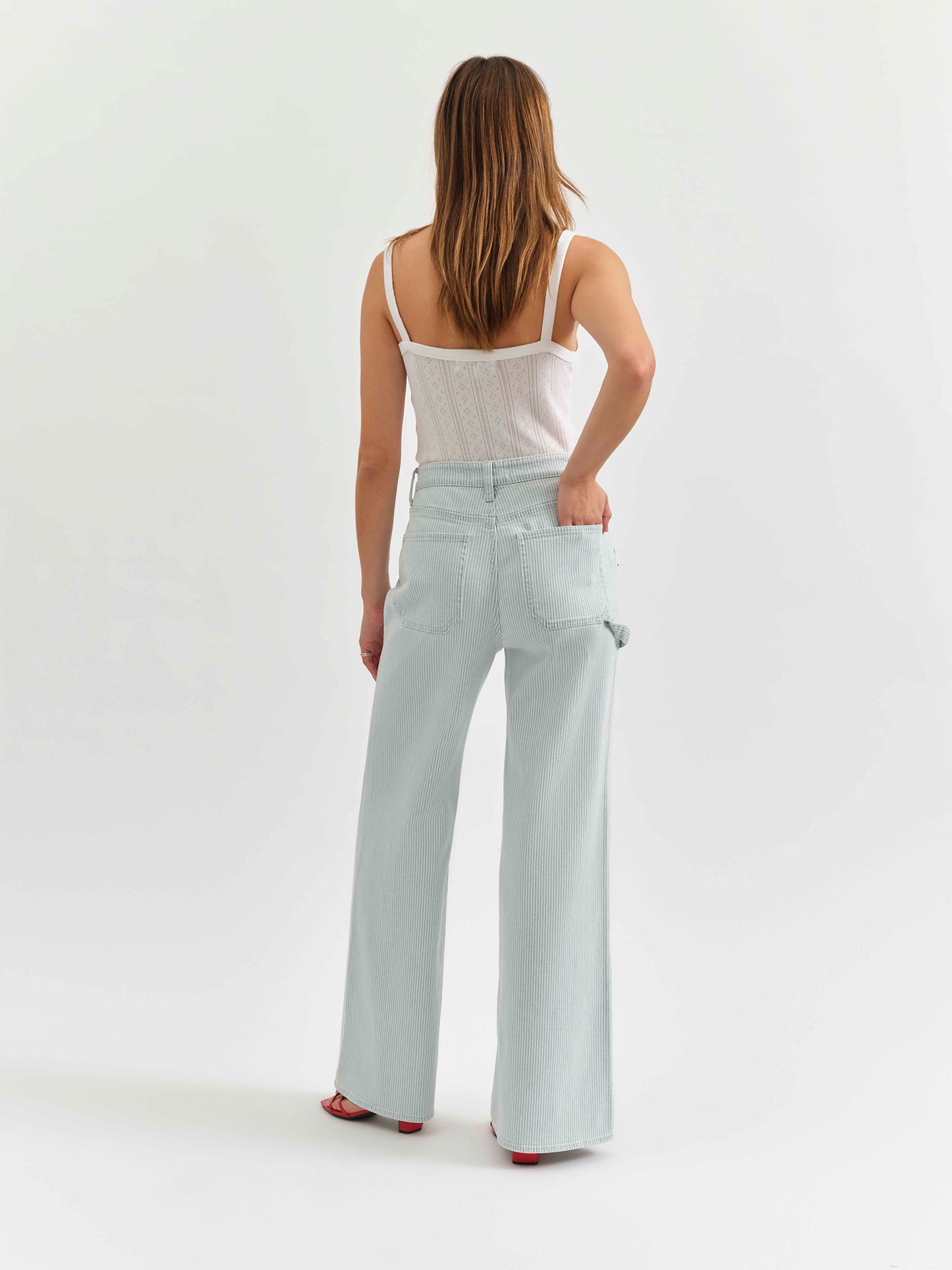 Far Out Utility High Rise Wide Leg in Blue Bell Stripe