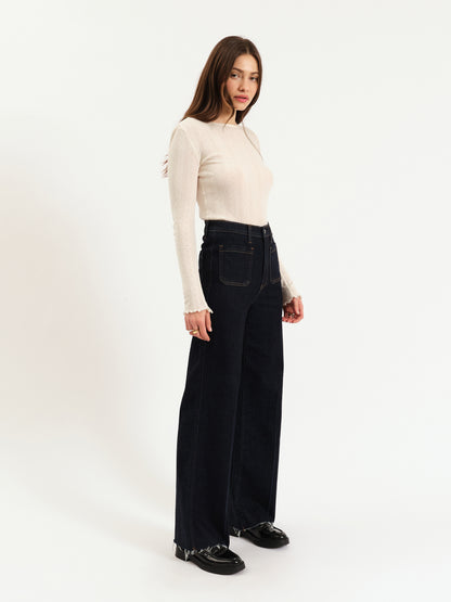 Far Out High Rise Wide Leg in Rinse