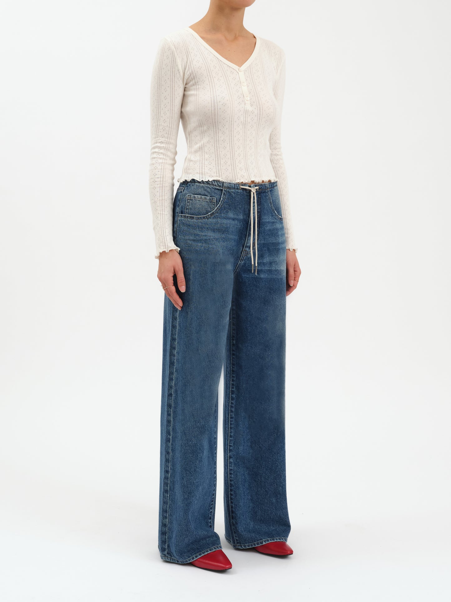 Madison Mid Rise Wide Leg in Vintage Blue