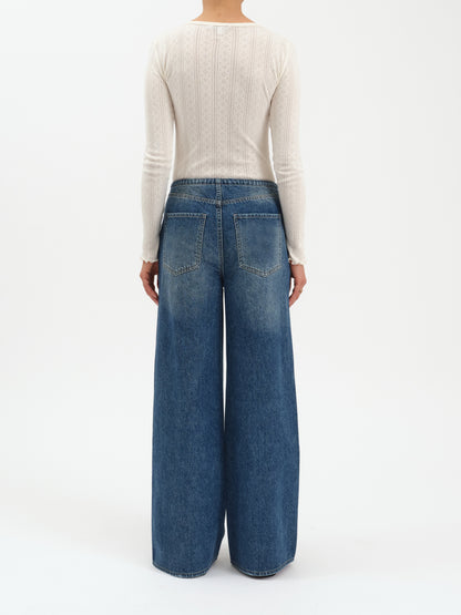 Madison Mid Rise Wide Leg in Vintage Blue