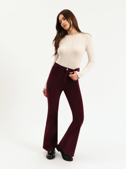 Sunset Flare High Rise Leg in Fig Cord