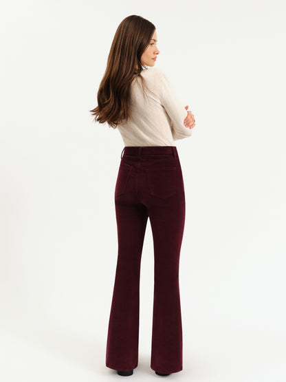 Sunset Flare High Rise Leg in Fig Cord