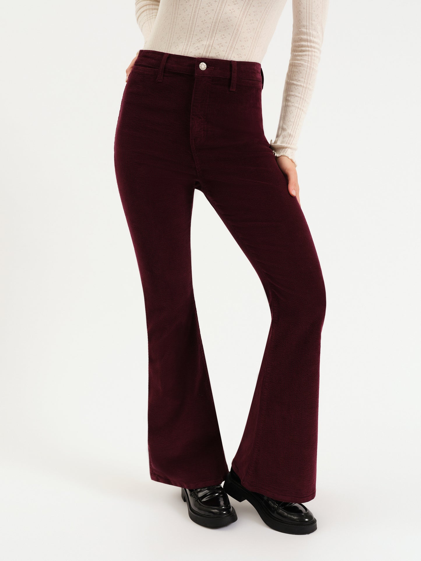 Sunset Flare High Rise Leg in Fig Cord