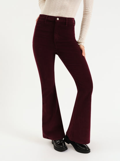 Sunset Flare High Rise Leg in Fig Cord