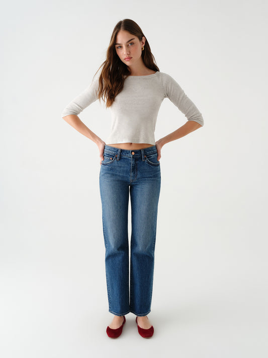 Rebel Mid Rise Slim Straight in Surge