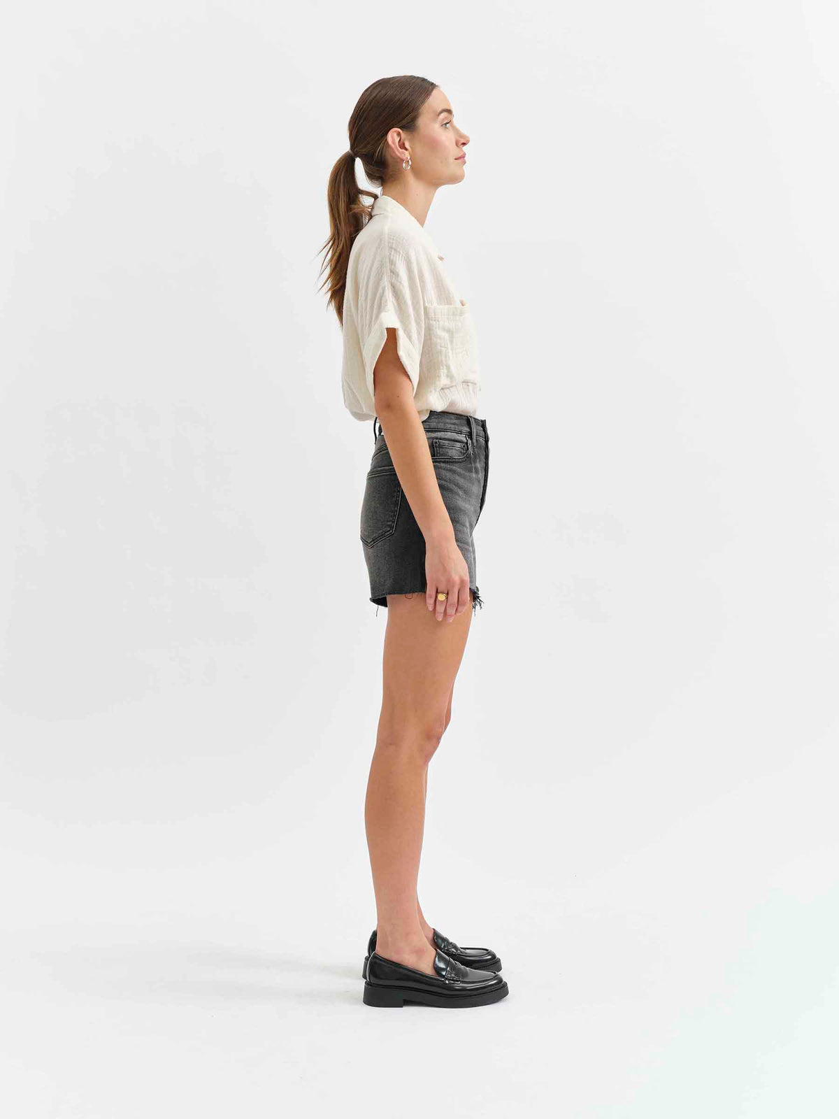 Bottom Line High Rise Short in Raven Vintage