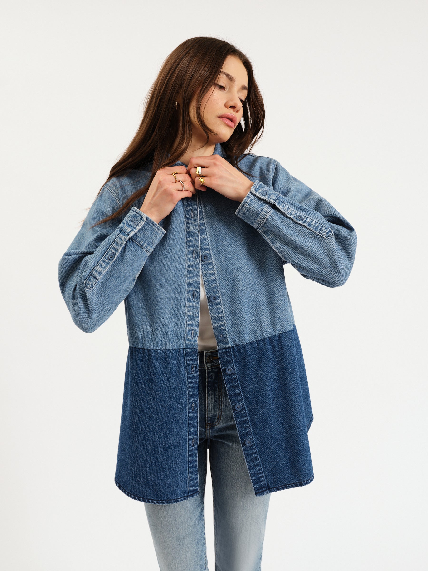 トップス ASKYY DENIM SHIRT Double Time Denim Shirt in 2 Tone – Daze Denim