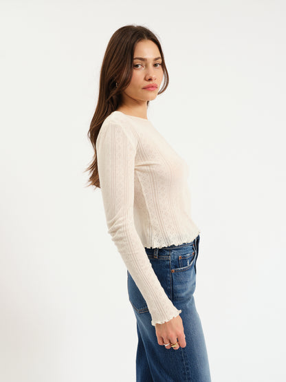 Waverly Pointelle Crewneck Tee in Cloud Dancer