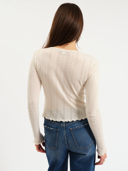 Waverly Pointelle Crewneck Tee in Cloud Dancer