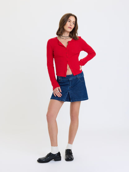 Stargazer Pointelle Cardigan - Cherry Bomb