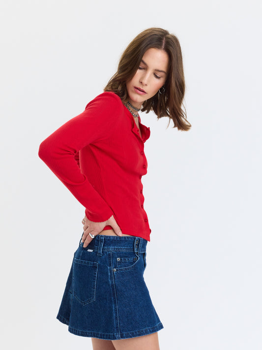 Stargazer Pointelle Cardigan - Cherry Bomb