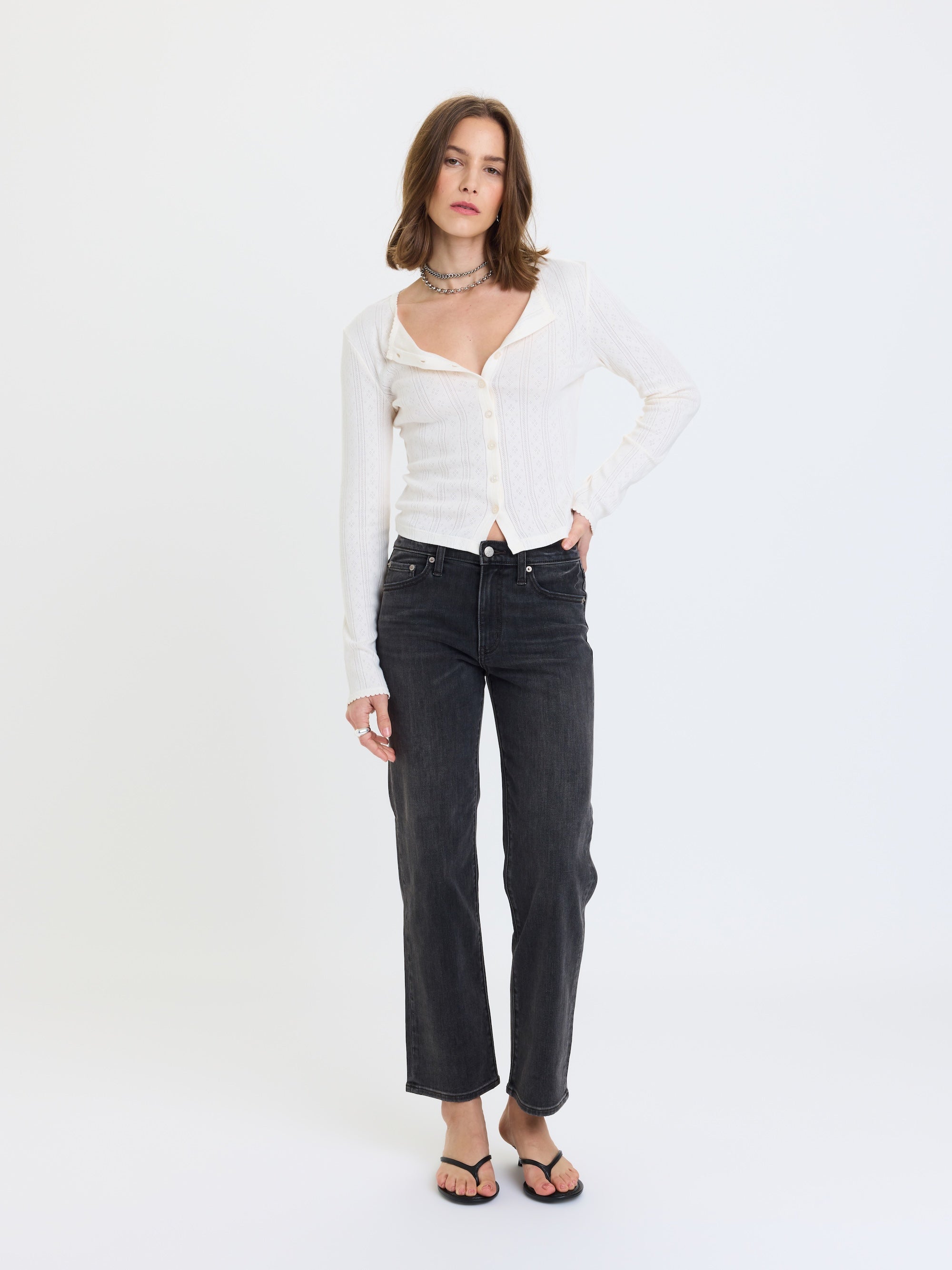 Stargazer Pointelle Cardigan - Cloud Dancer – Daze Denim