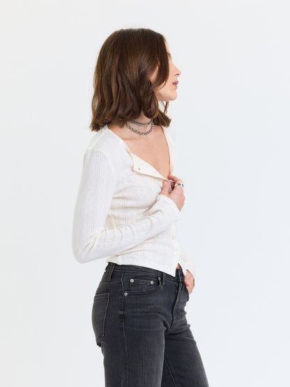 Stargazer Pointelle Cardigan - Cloud Dancer