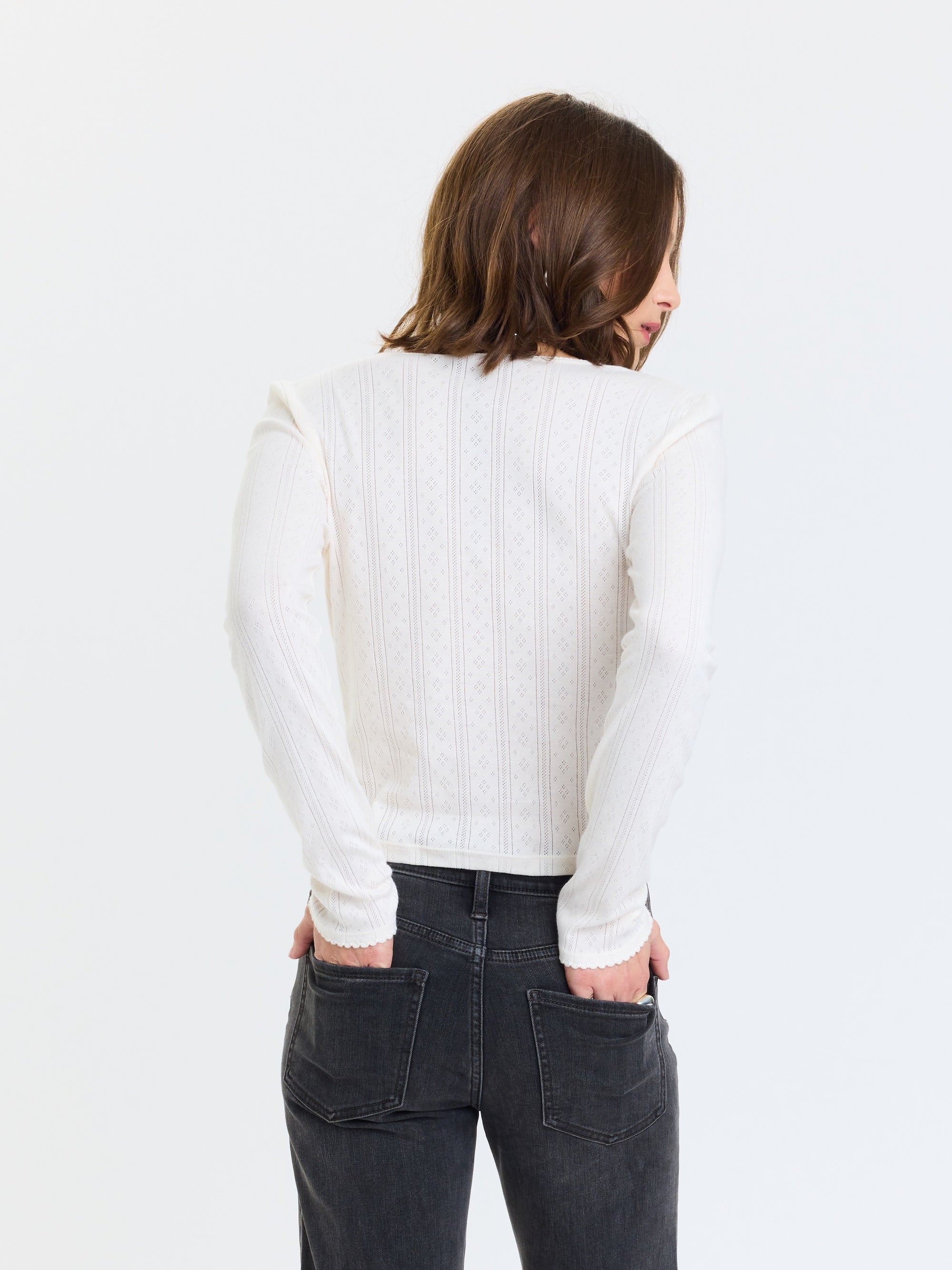 Stargazer Pointelle Cardigan - Cloud Dancer – Daze Denim