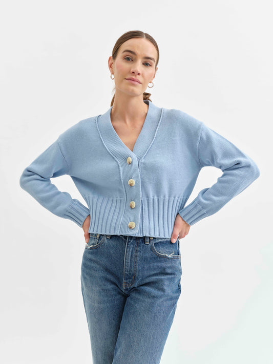 Eden Cardigan Cropped in Blue Eyes