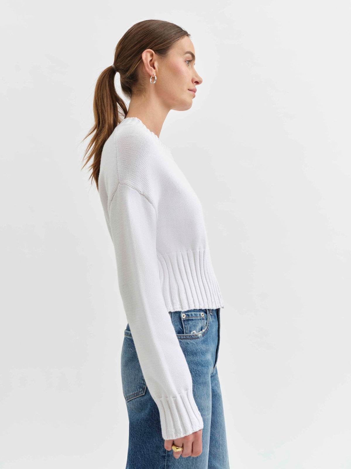 Garden Sweater Crew Neck Sweater in White Hot