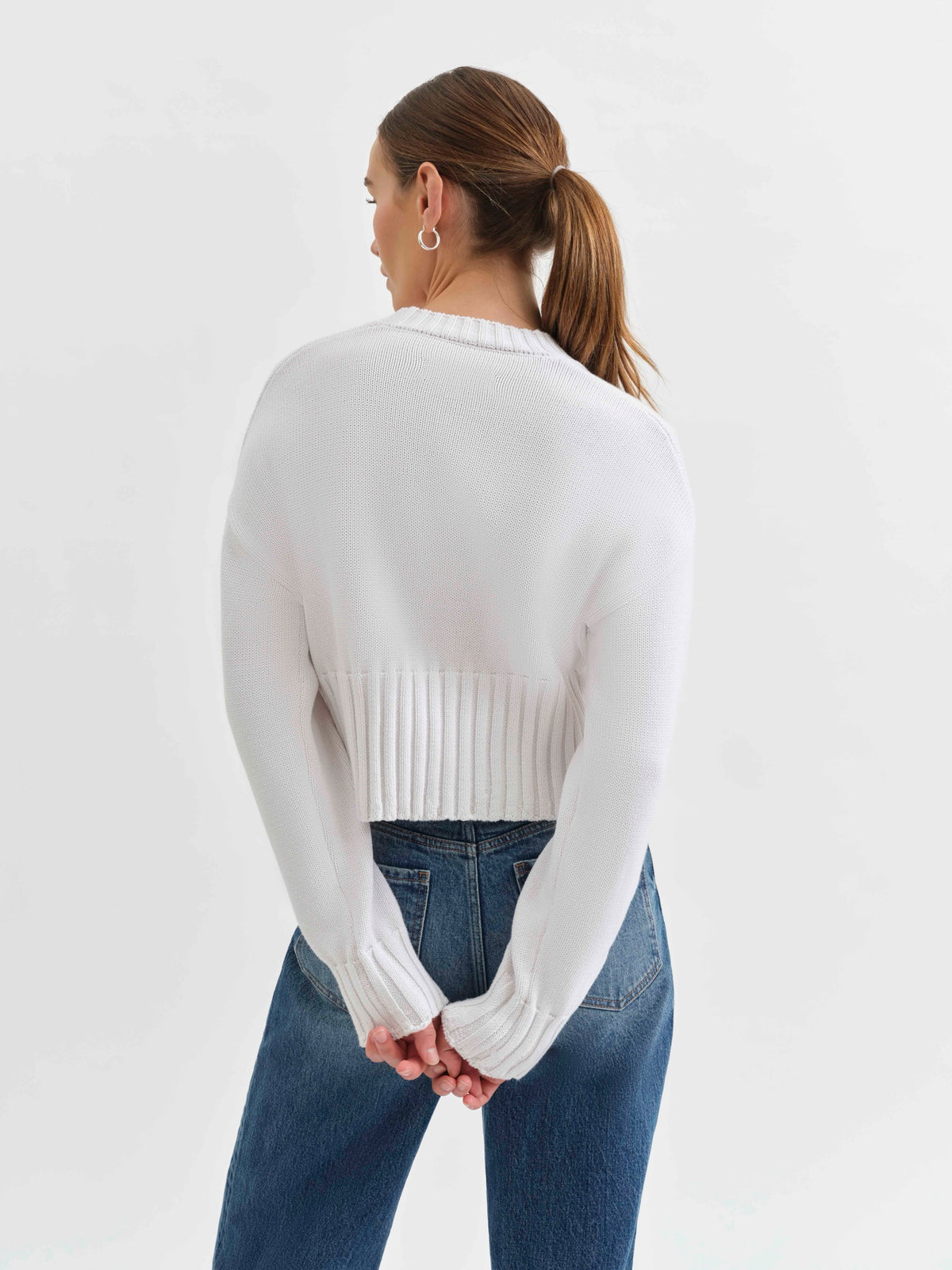 Garden Sweater Crew Neck Sweater in White Hot