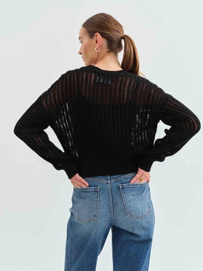 Seaside Open Stitch Sweater in Black