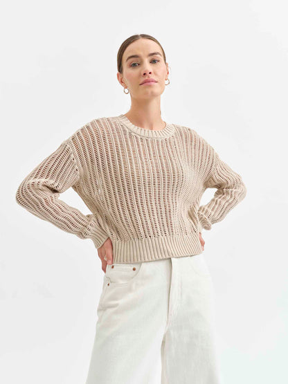 Seaside Open Stitch Sweater in Sand